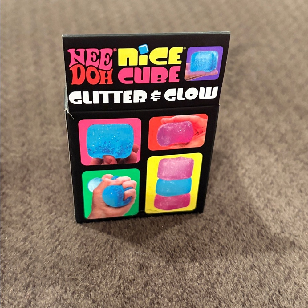 NeeDoh Nice Cube Glitter & Glow Blue Kids Squishy Toy - Picture 2 of 3